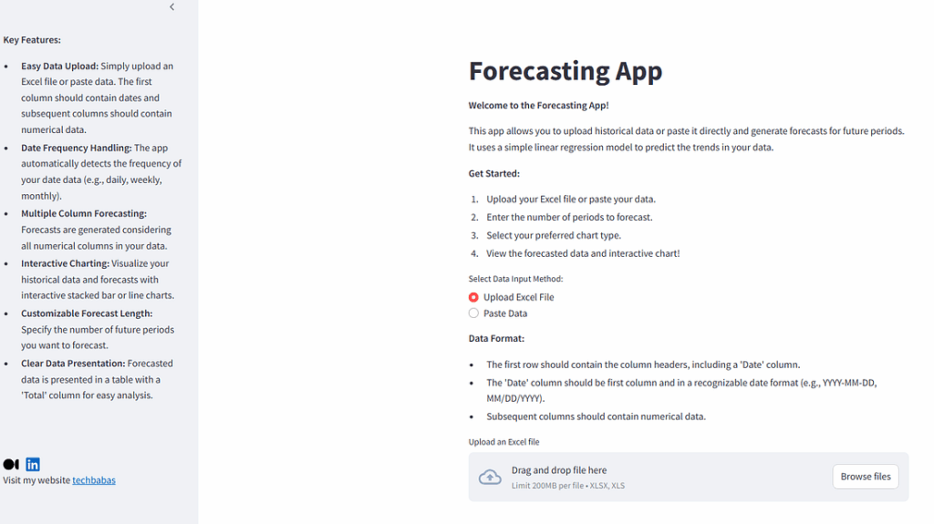 Time series forecasting app