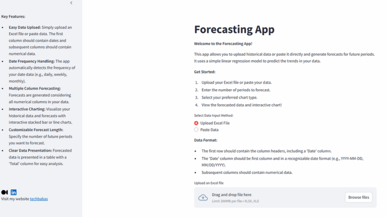 Time series forecasting app
